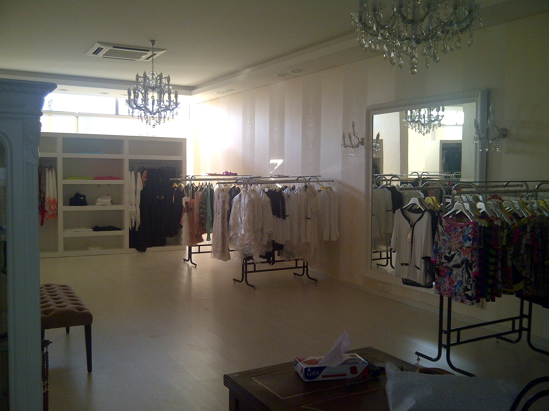 Boutique rails and a framed fitting area