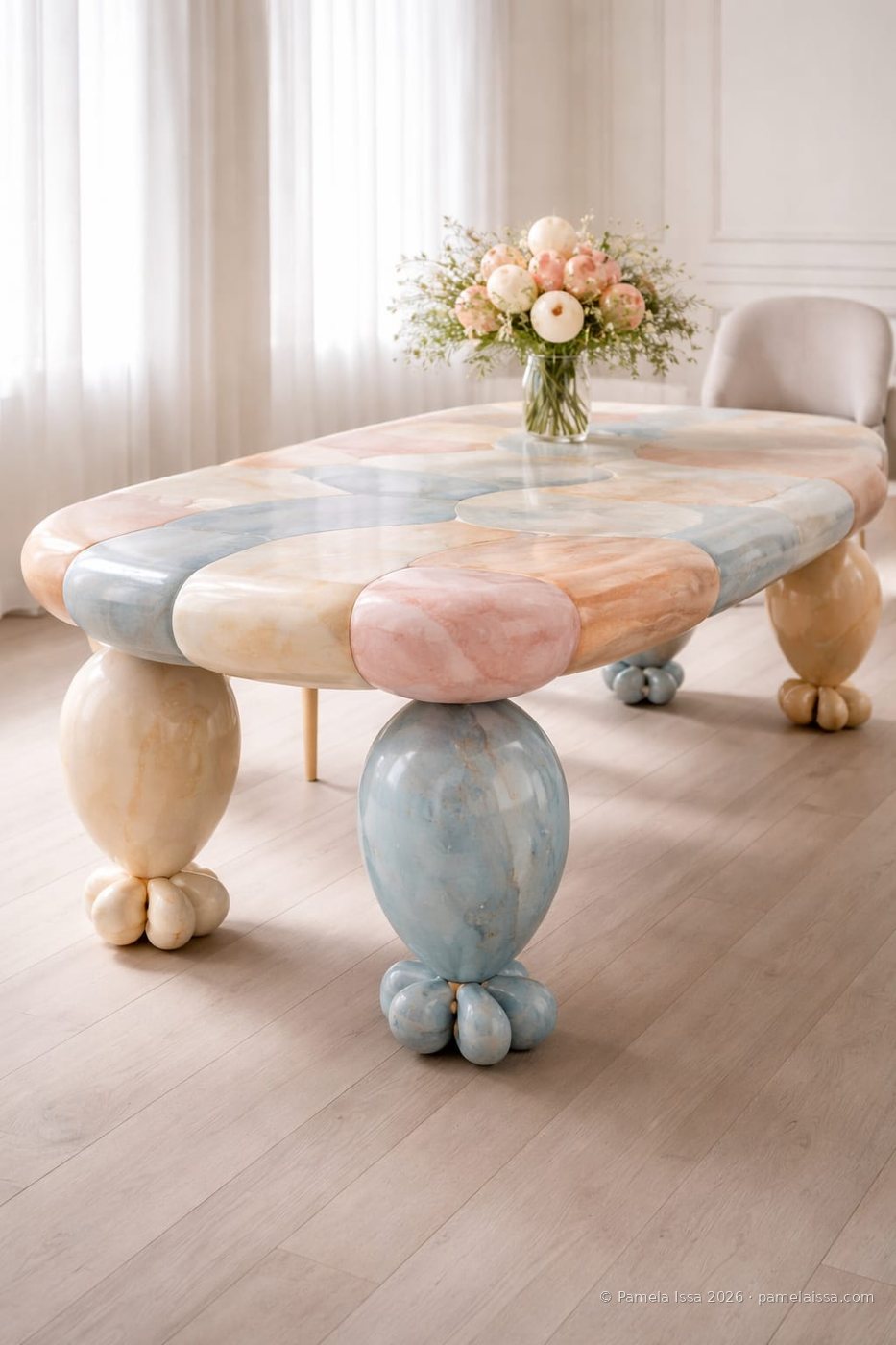 La table à manger réalisée, design original de Pamela Issa