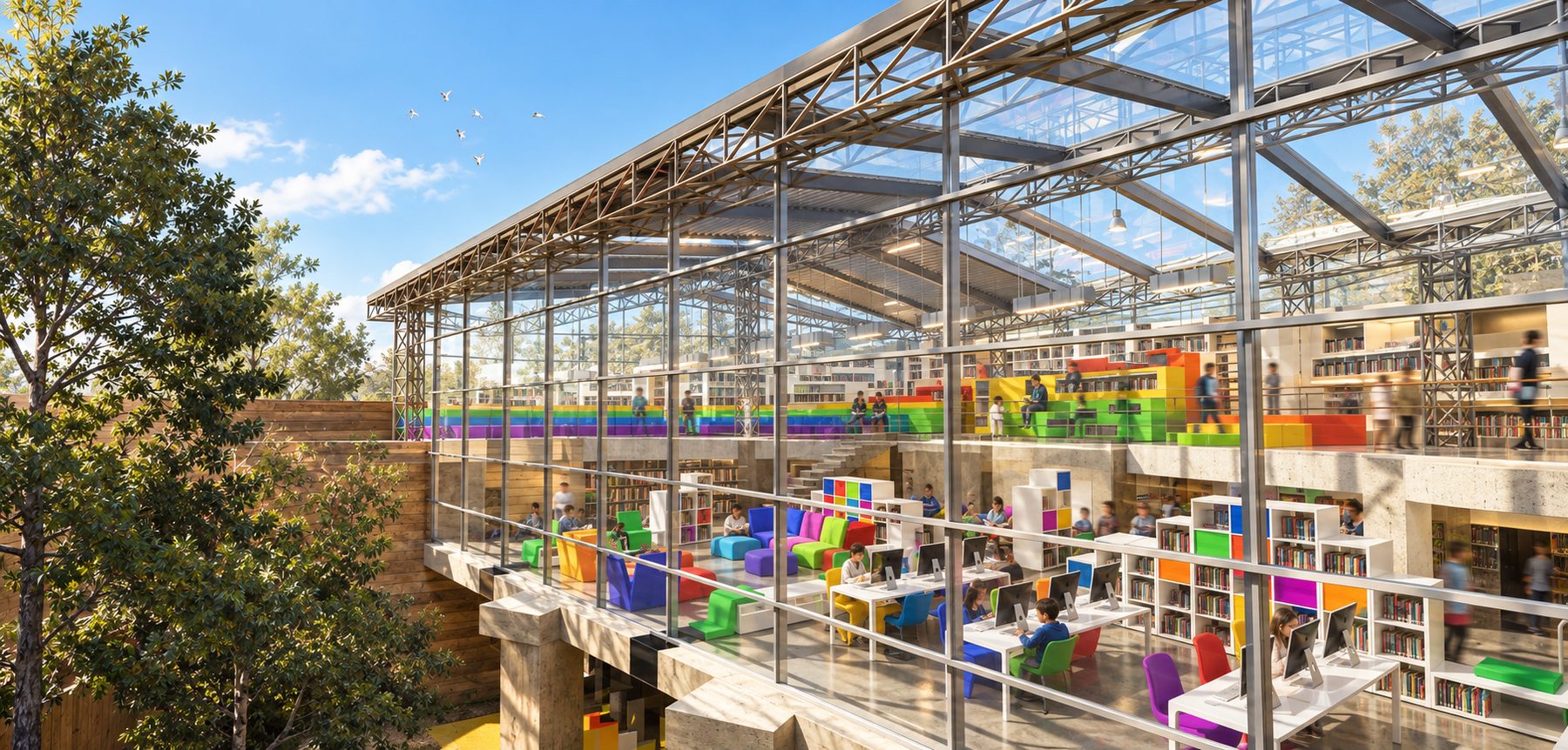 Glass roof seen from the trees